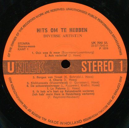 Various - Hits Om Te Hebben! (LP) 46419 Vinyl LP Goede Staat