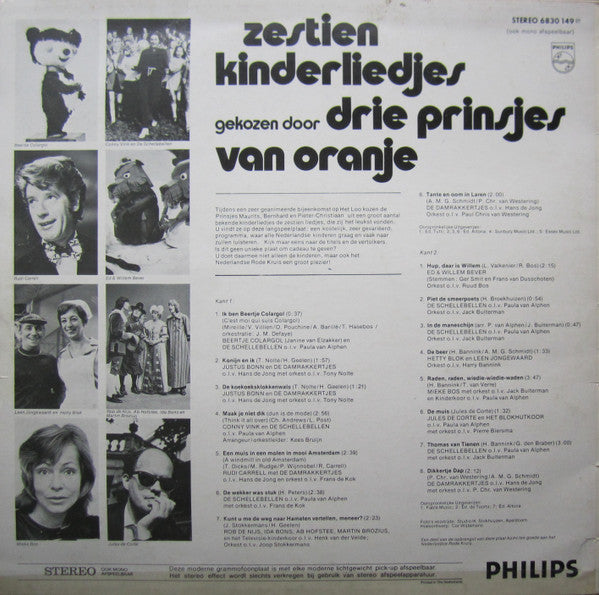 Various - Zestien kinderliedjes gekozen door drie prinsjes van Oranje (LP) 40922 Vinyl LP Goede Staat