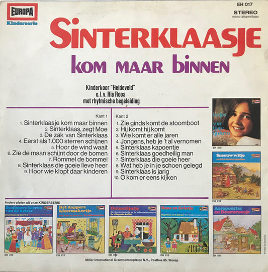 Kinderkoor Heideveld, Ria Roos - Sinterklaasje Kom Maar Binnen (LP) Vinyl LP Vinyl Zeer Goed / Hoesje Goed "VINYLSINGLES.NL"