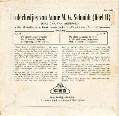 Leidse Sleuteltjes - Kinderliedjes Van Annie M.G. Schmidt (Deel II) Vinyl Singles EP Vinyl Very Good (VG) <br> Hoes Good Plus (G+)
