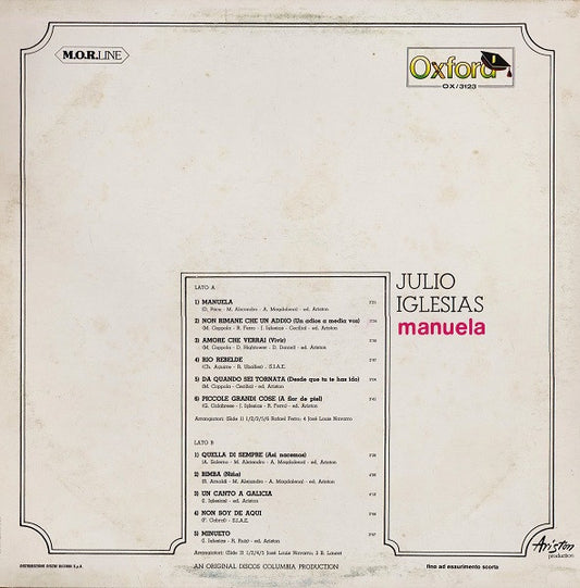 Julio Iglesias - Manuela (LP) Vinyl LP Vinyl Zeer Goed / Hoesje Goed "VINYLSINGLES.NL"