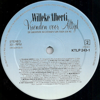 Willeke Alberti - Vrienden Voor Altijd - De Grootste Successen Van Toen-En-Nu (LP) Vinyl LP Vinyl Very Good (VG) <br> Hoes Good Plus (G+)