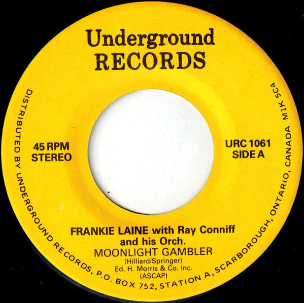 Frankie Laine With Ray Conniff & His Orchestra / Ersel Hickey - Moonlight Gambler Vinyl Singles Vinyl Very Good (VG) <br> Hoes Good Plus (G+)