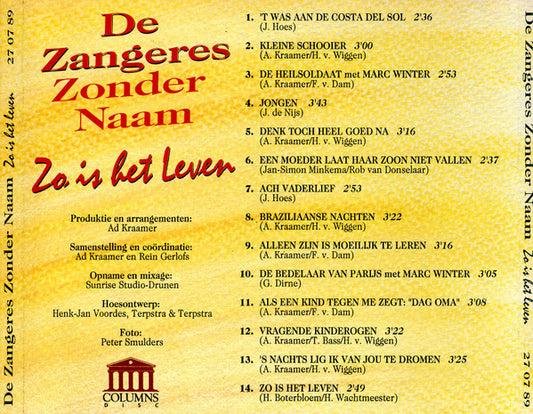 Zangeres Zonder Naam - Zo Is Het Leven (CD) Compact Disc Vinyl Zeer Goed / Hoesje Goed "VINYLSINGLES.NL"