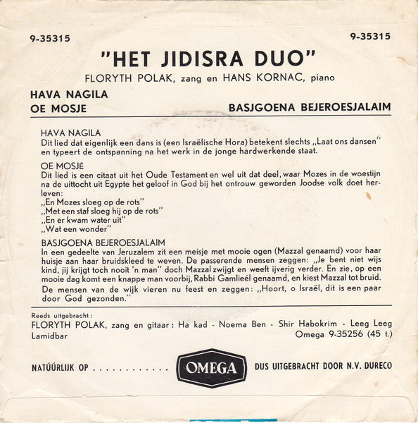 Jidisra Duo - Hava Nagila 37835 Vinyl Singles Goede Staat