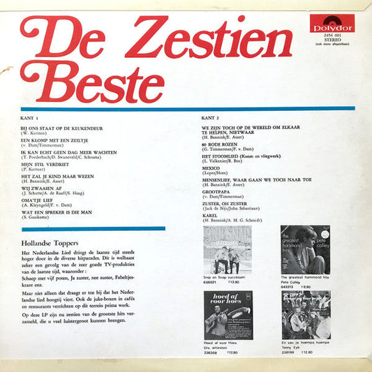 Various - De Zestien Beste (LP) Vinyl LP Vinyl Zeer Goed / Hoesje Goed "VINYLSINGLES.NL"