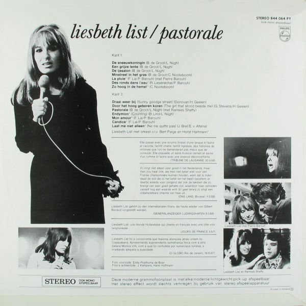 Liesbeth List - Pastorale (LP) 52441 Vinyl LP Vinyl Very Good (VG) <br> Hoes Good Plus (G+)