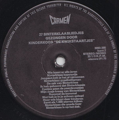 Kinderkoor De Kwikstaartjes - 27 Sinterklaasliedjes (LP) (B) 48246 Vinyl LP Redelijke Staat