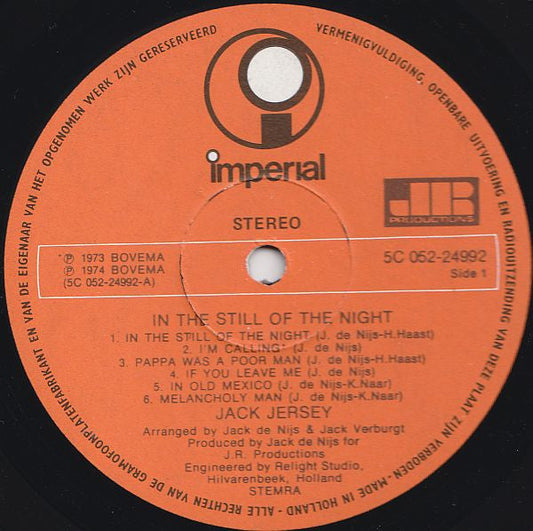 Jack Jersey - In The Still Of The Nigh (LP) Vinyl LP Vinyl Zeer Goed / Hoesje Goed "VINYLSINGLES.NL"
