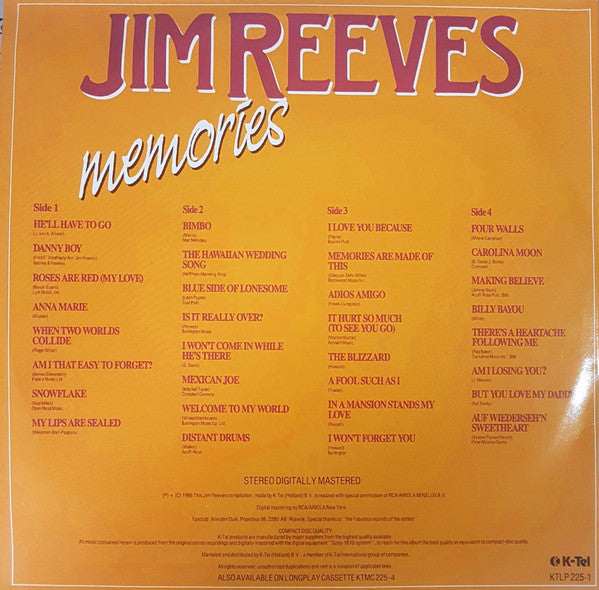 Jim Reeves - Memories (LP) 50472 Vinyl LP Dubbel VINYLSINGLES.NL