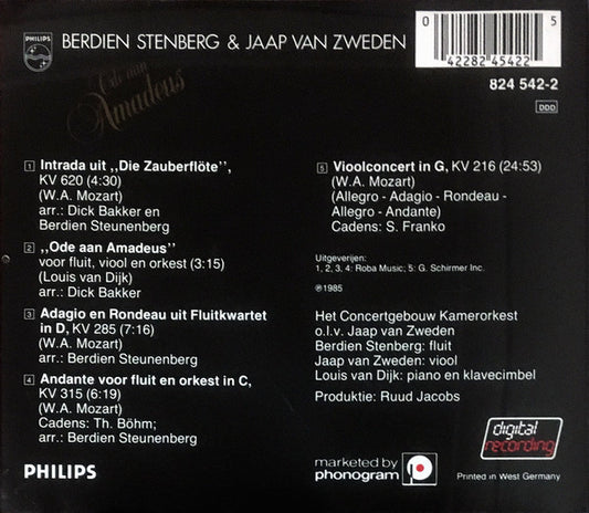 Berdien Stenberg & Jaap van Zweden - Ode Aan Amadeus (CD) Compact Disc Goede Staat "VINYLSINGLES.NL"