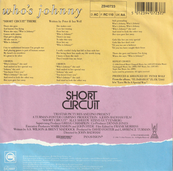 El DeBarge - Who's Johnny Vinyl Singles Vinyl Very Good (VG) <br> Hoes Good Plus (G+)