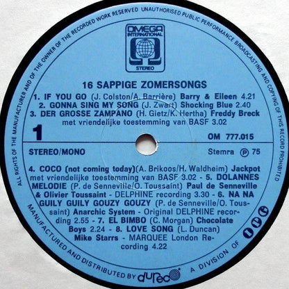 Various - 16 Sappige Zomersongs (LP) Vinyl LP Vinyl Very Good (VG) <br> Hoes Good Plus (G+)