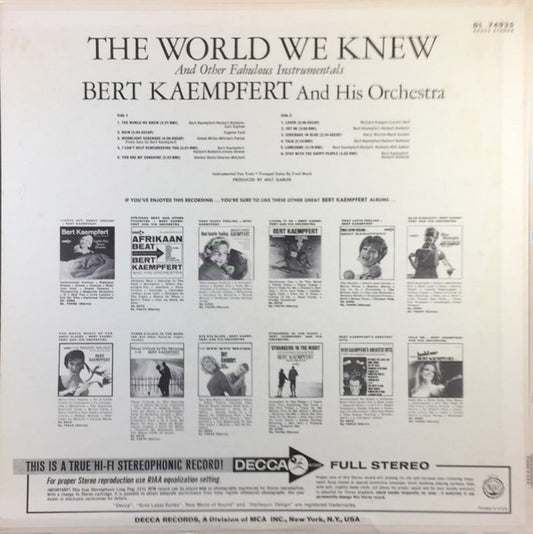 Bert Kaempfert & His Orchestra - The World We Knew (LP) Vinyl LP Vinyl Zeer Goed / Hoesje Goed "VINYLSINGLES.NL"