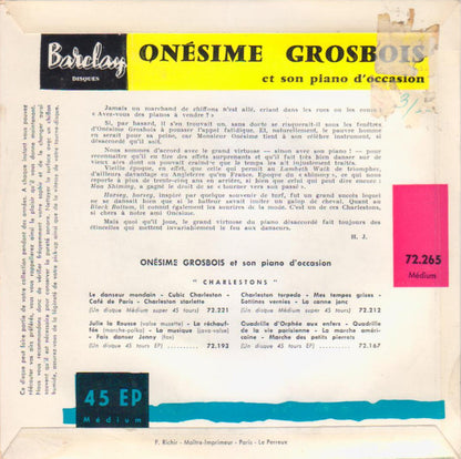 Onésime Grosbois Et Son Piano D'Occasion - Oi Lambeth Walk Vinyl Singles EP Vinyl Very Good (VG) <br> Hoes Good Plus (G+)