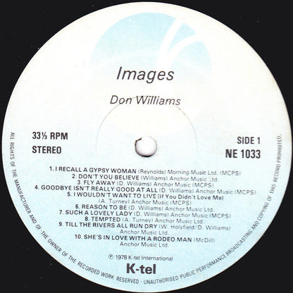 Don Williams - Images (LP) Vinyl LP Vinyl Very Good (VG) <br> Hoes Good Plus (G+)