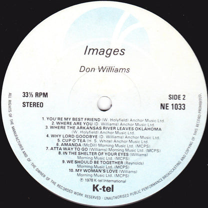 Don Williams - Images (LP) Vinyl LP Vinyl Very Good (VG) <br> Hoes Good Plus (G+)