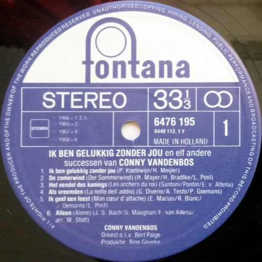 Conny Vandenbos - Ik Ben Gelukkig Zonder Jou (LP) 49546