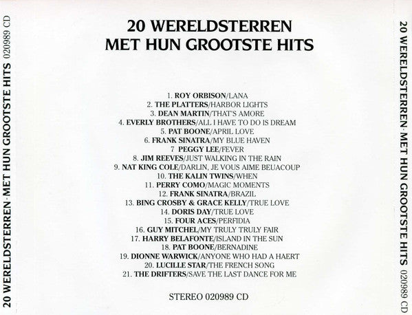 Various - 20 Wereldsterren Met Hun Grootste Hits (CD) Compact Disc Goede Staat