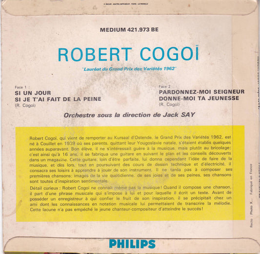 Robert Cogoi - Lauréat Du Grand Prix Des Variétés Vinyl Singles EP Vinyl Zeer Goed / Hoesje Goed "VINYLSINGLES.NL"