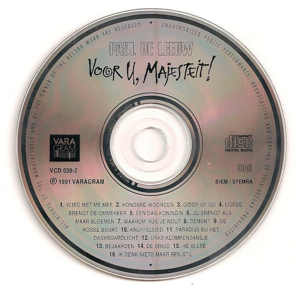 Paul de Leeuw - Voor U, Majesteit! (CD) Compact Disc Goede Staat