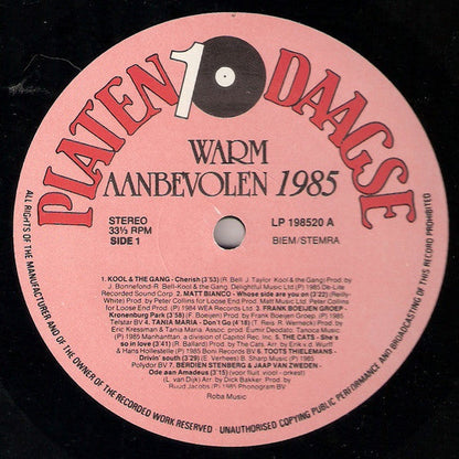 Various - Warm Aanbevolen 1985 (LP) 44823