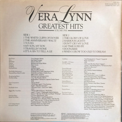 Vera Lynn - Greatest Hits Volume One (LP) Vinyl LP Vinyl Very Good (VG) <br> Hoes Good Plus (G+)