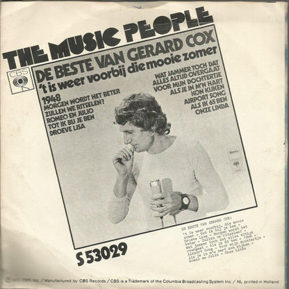 Gerard Cox - 't Is Weer Voorbij, Die Mooie Zomer Vinyl Singles Vinyl Very Good (VG) <br> Hoes Good Plus (G+)