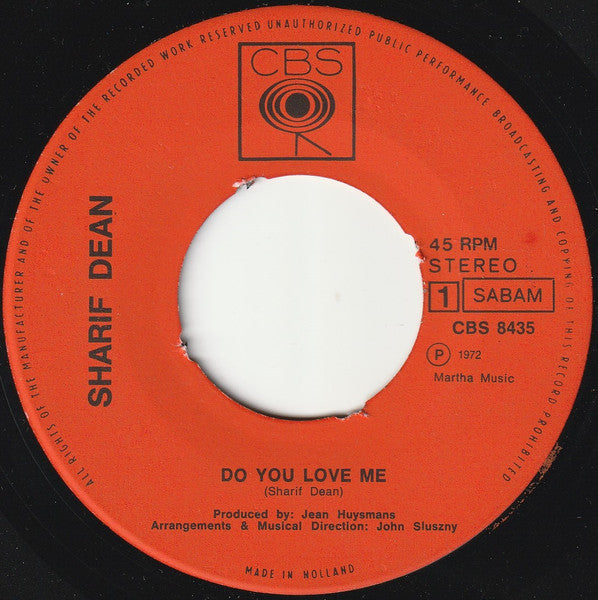 Sharif Dean - Do You Love Me? Vinyl Singles Media VG+ / Sleeve Generic