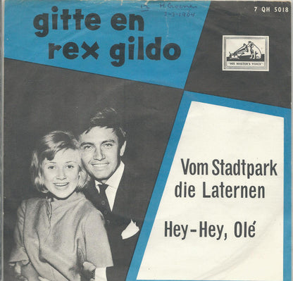 Gitte Hænning en Rex Gildo - Vom Stadtpark Die Laternen 33836 Vinyl Singles Goede Staat