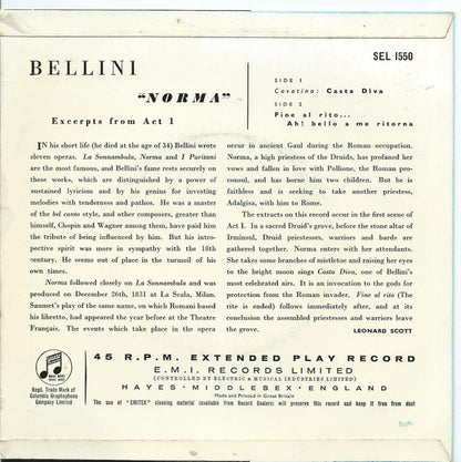 Maria Callas With Nicola Rossi-Lemeni - Norma Vinyl Singles Vinyl Very Good (VG) <br> Hoes Good Plus (G+)