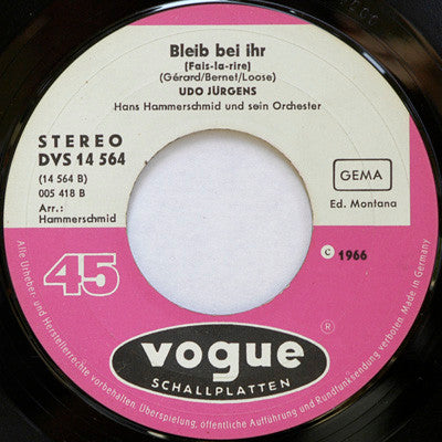 Udo Jürgens - Sag Mir Wie 39997 Vinyl Singles Hoes: Generic