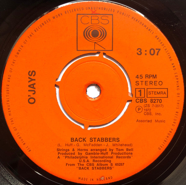 O'Jays - Back Stabbers 33010 Vinyl Singles VINYLSINGLES.NL