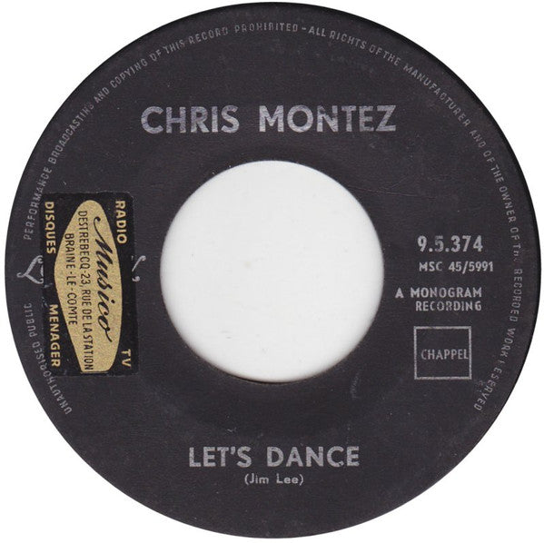 Chris Montez - Let's Dance Vinyl Singles Vinyl Very Good (VG) <br> Hoes Generic