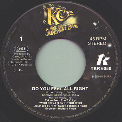 KC & The Sunshine Band - Do You Feel All Right Vinyl Singles Vinyl Goed / Hoes Generic