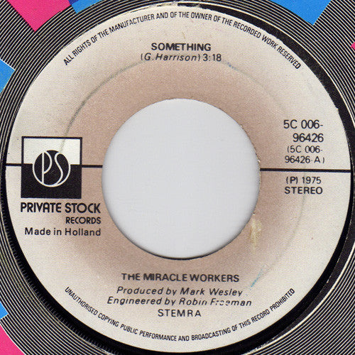 Miracle Workers - Something Vinyl Singles Vinyl Very Good (VG) <br> Hoes Generic