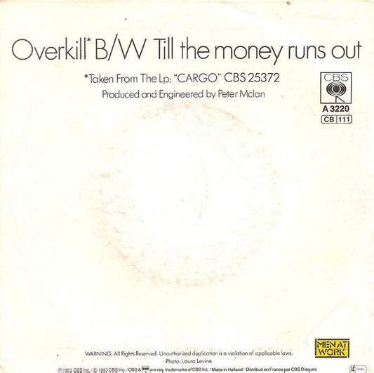 Men At Work - Overkill Vinyl Singles Vinyl Zeer Goed / Hoesje Goed "VINYLSINGLES.NL"