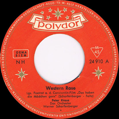 Peter Kraus - Western Rose Vinyl Singles Vinyl Very Good (VG) <br> Hoes Generic