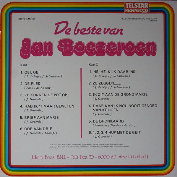 Jan Boezeroen - De Beste Van Jan Boezeroen (LP) Vinyl LP Vinyl Very Good (VG) <br> Hoes Good Plus (G+)