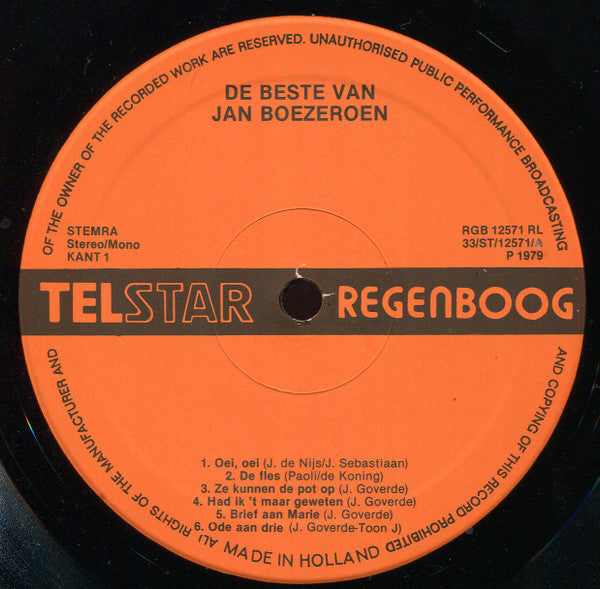 Jan Boezeroen - De Beste Van Jan Boezeroen (LP) Vinyl LP Vinyl Very Good (VG) <br> Hoes Good Plus (G+)