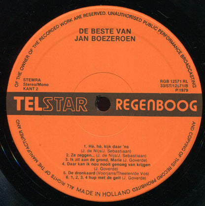 Jan Boezeroen - De Beste Van Jan Boezeroen (LP) Vinyl LP Vinyl Very Good (VG) <br> Hoes Good Plus (G+)