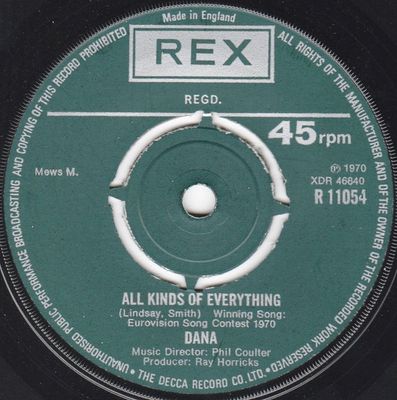 Dana - All Kinds Of Everything Vinyl Singles Media VG+ / Sleeve Generic