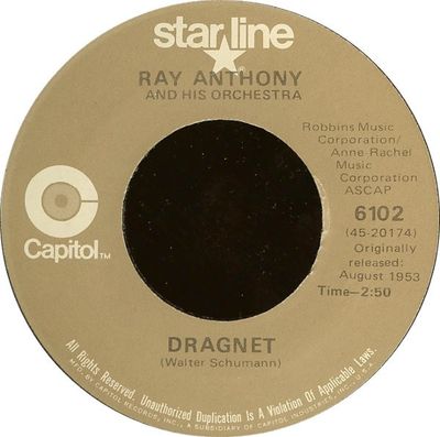 Ray Anthony & His Orchestra - Dragnet Vinyl Singles Vinyl (VG) <br> Hoes Generic