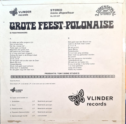 Unknown Artist - Grote Feest-Polonaise - ** Feestkrakers (LP) (B-Keus) Vinyl LP Vinyl Goed / Hoes Redelijk