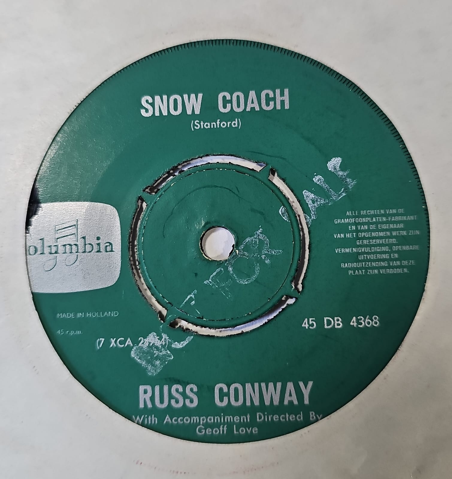 Russ Conway - Snow Coach Vinyl Singles Vinyl (VG) <br> Hoes Generic