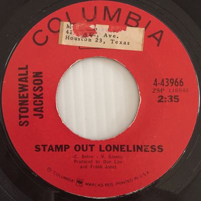 Stonewall Jackson - Stamp Out Loneliness Vinyl Singles Vinyl Zeer Goed / Hoesje Generic "VINYLSINGLES.NL"