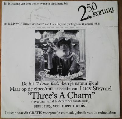 Lucy Steymel - Three's A Charm Vinyl Singles Vinyl Zeer Goed / Hoesje Goed "VINYLSINGLES.NL"