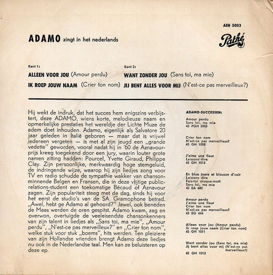 Adamo - Adamo Zingt In Het Nederlands