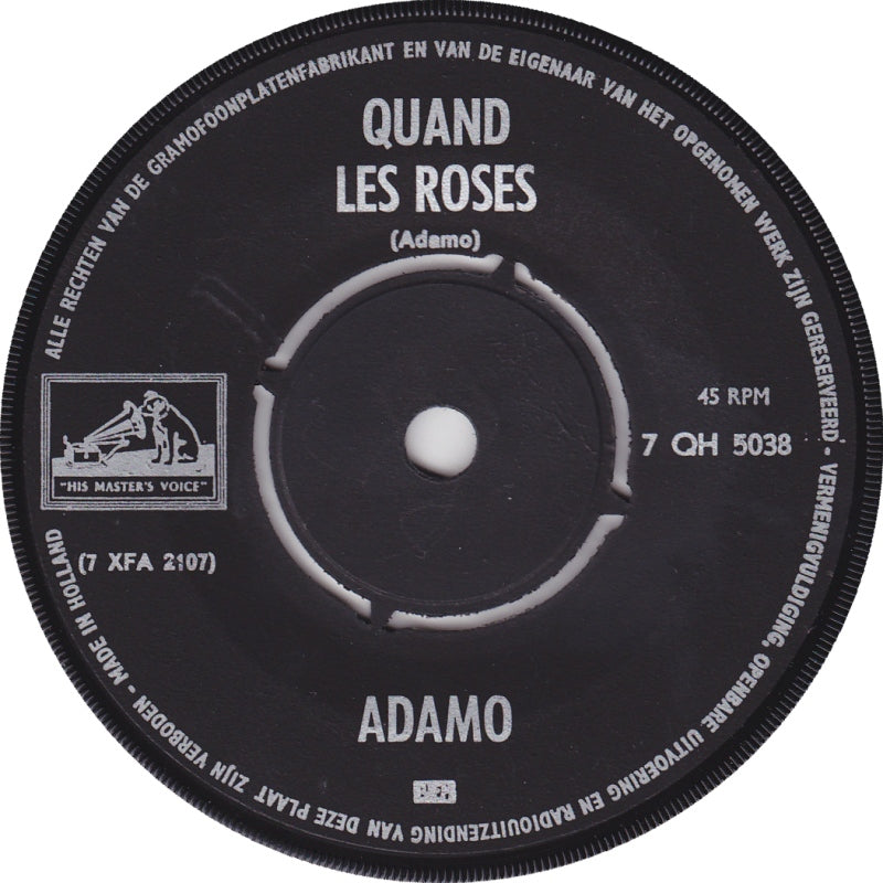Adamo - Quand Les Roses Vinyl Singles Vinyl (VG) <br> Hoes Generic