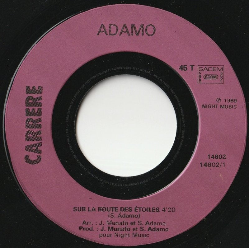 Adamo - Sur La Route Des Etoiles Vinyl Singles Vinyl (VG) <br> Hoes Generic
